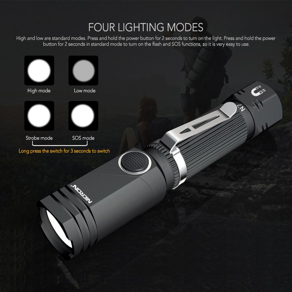 600 Lumens Tactical Flashlight - 90° Rotatable, 4 Light Mode