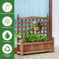 Thumbnail for Solid Wood Planter Box with Trellis