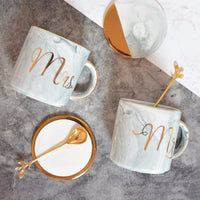 Thumbnail for Marble Porcelain Mr & Mrs Coffee Mugs