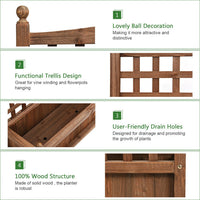 Thumbnail for Solid Wood Planter Box with Trellis