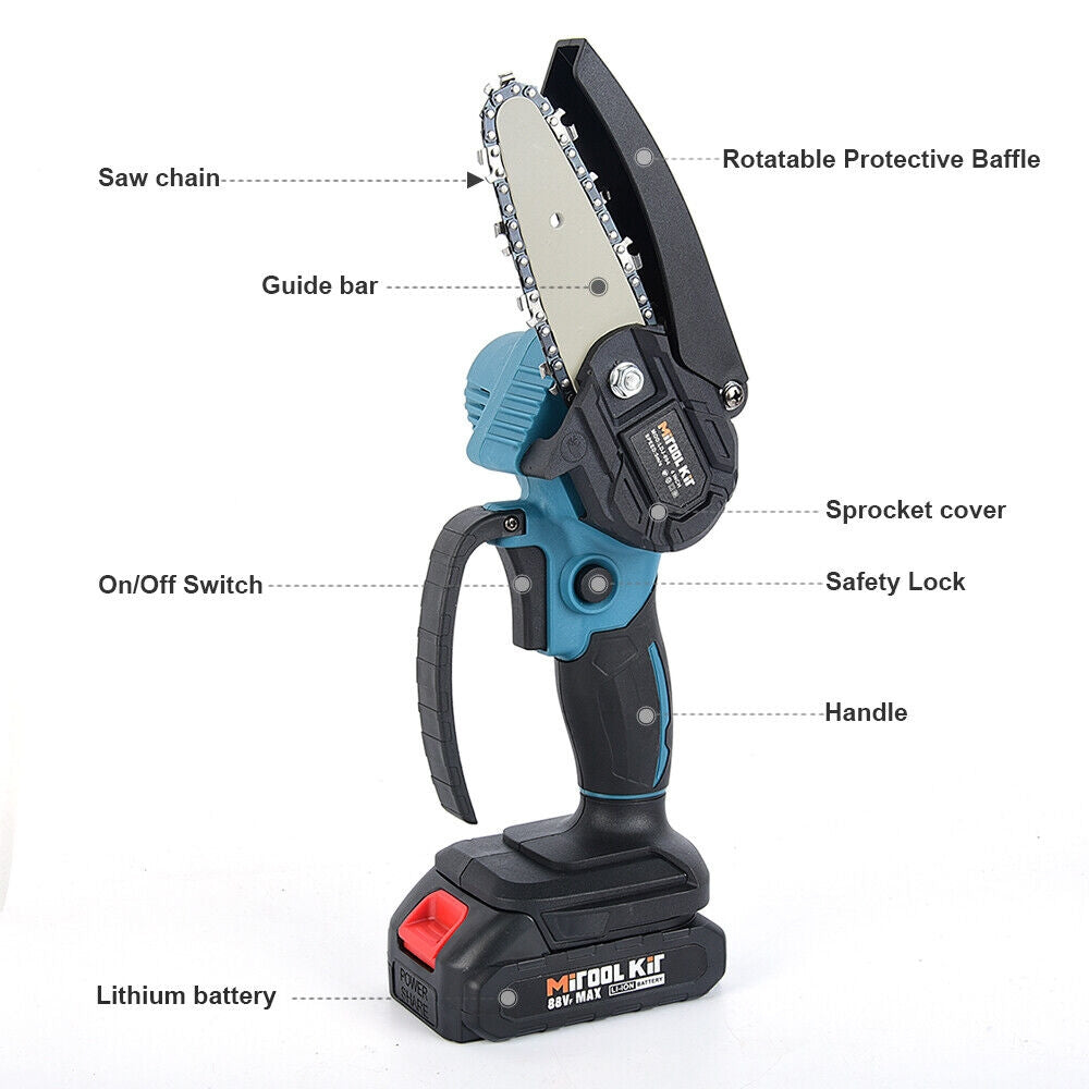 4" Wireless Mini Electric Chainsaw w/ Battery Charger