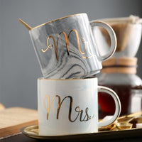 Thumbnail for Marble Porcelain Mr & Mrs Coffee Mugs