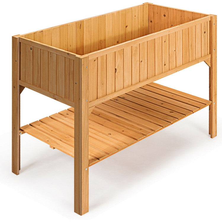 Wooden Elevated Planter Box Shelf