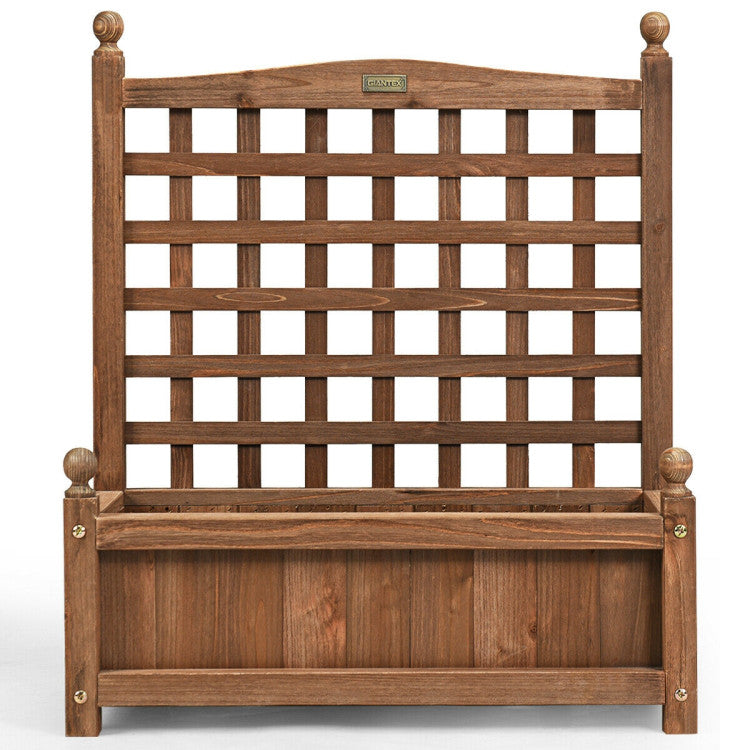 Solid Wood Planter Box with Trellis