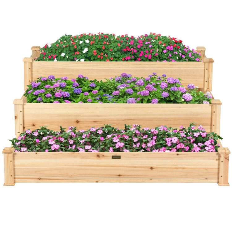 3 Tier Elevated Wooden Garden Bed