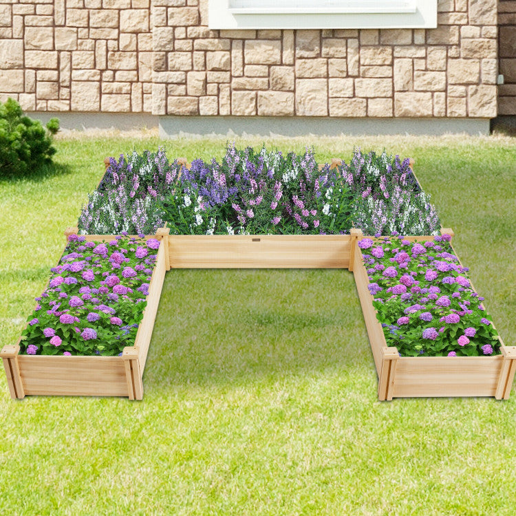 U-Shaped Wooden Garden Raised Bed