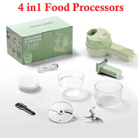 Thumbnail for Food Processor Electric Grinder 4 IN 1 Hand Held Multifunctional Vegetable Cutter Set USB Wireless