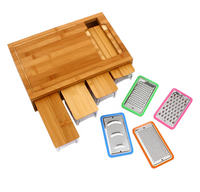 Thumbnail for HGT Organic Bamboo Chopping Board with 4 Containers & Grater