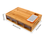 Thumbnail for HGT Organic Bamboo Chopping Board with 4 Containers & Grater