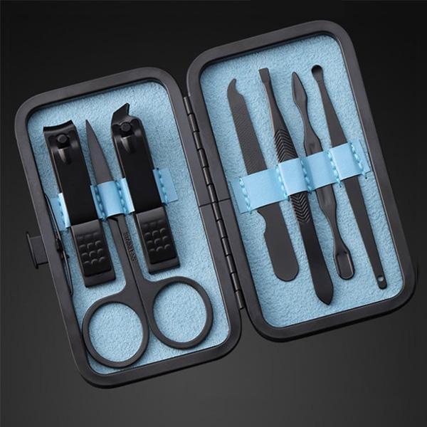 Black Manicure Pedicure Grooming Travel Set (Set of 7)