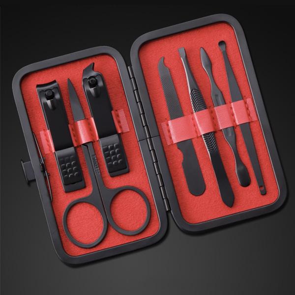 Black Manicure Pedicure Grooming Travel Set (Set of 7)