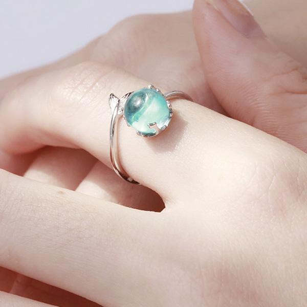 Blue Crystal 925 Silver Mermaid Ring