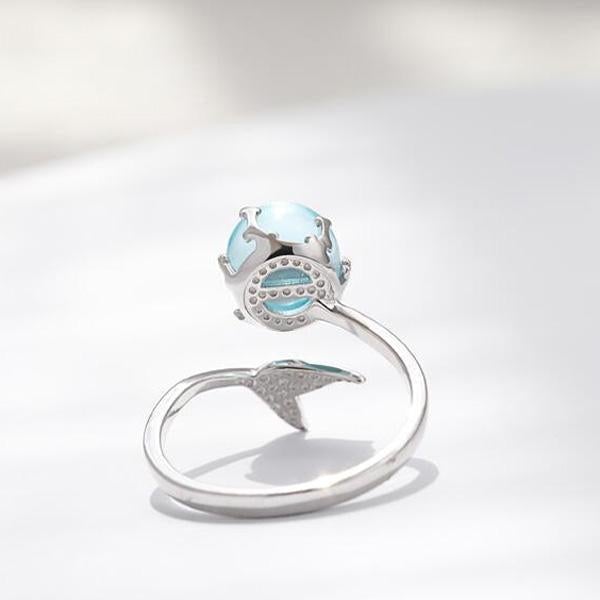 Blue Crystal 925 Silver Mermaid Ring