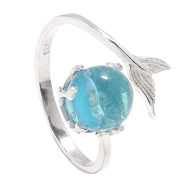 Blue Crystal 925 Silver Mermaid Ring