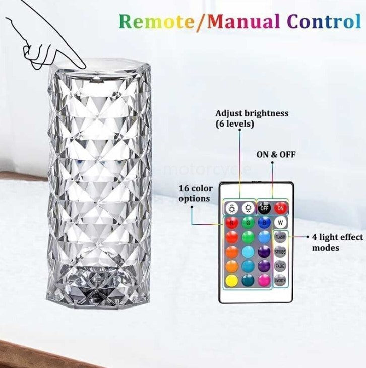 Crystal Table Lamp Diamond Rose