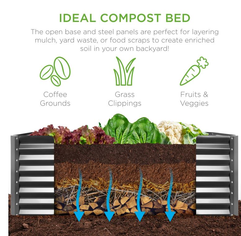 6x3x2ft Metal Raised Garden Bed