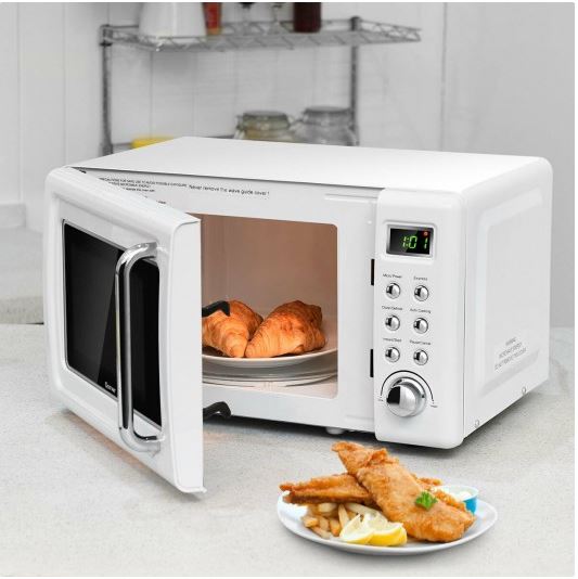 700W Glass Turntable Retro Countertop Microwave Oven