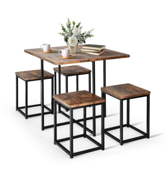5 Pcs Dining Table And Chairs Set Compact Space Bar