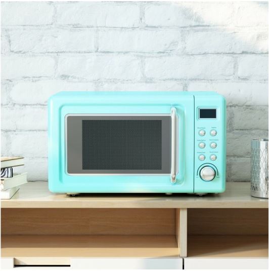 700W Glass Turntable Retro Countertop Microwave Oven