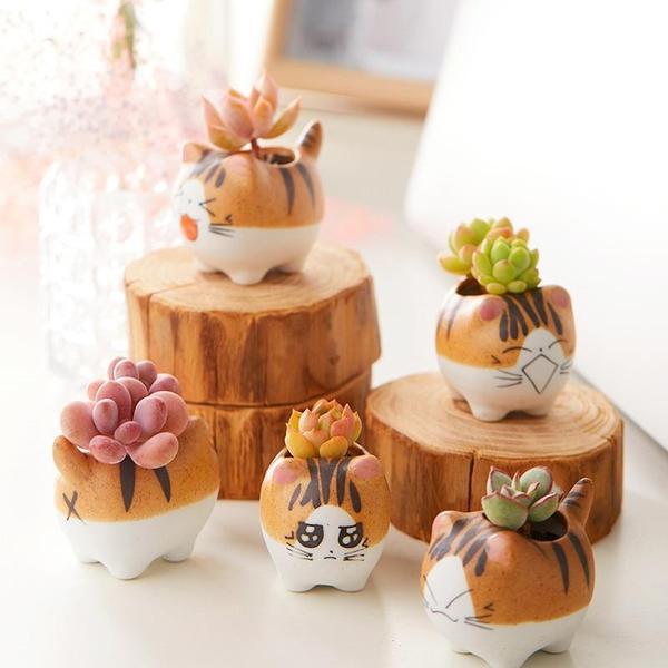 Cat Ceramic Planter Pot Terrarium