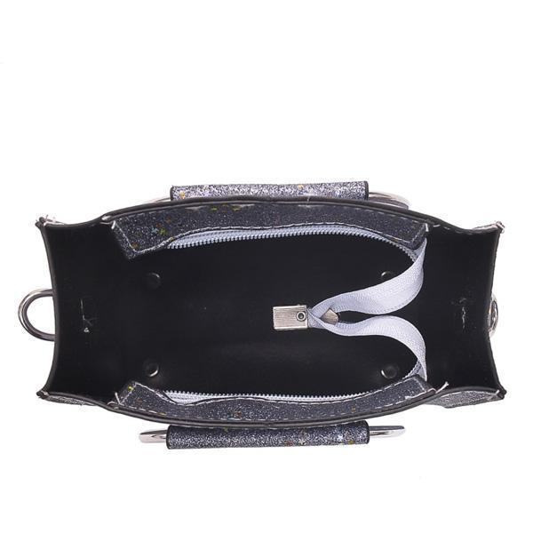 Cat Handle Glittery Shoulder Bag With Clutch