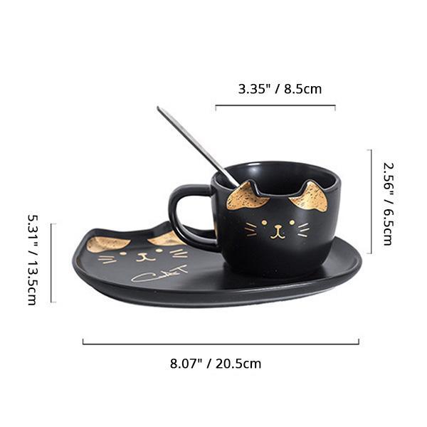 Cat Mug With Serving Tray And Spoon Set (Various Color)