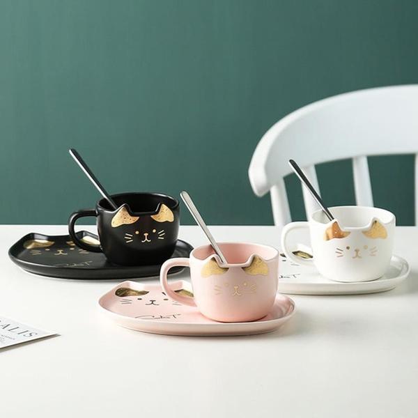 Cat Mug With Serving Tray And Spoon Set (Various Color)