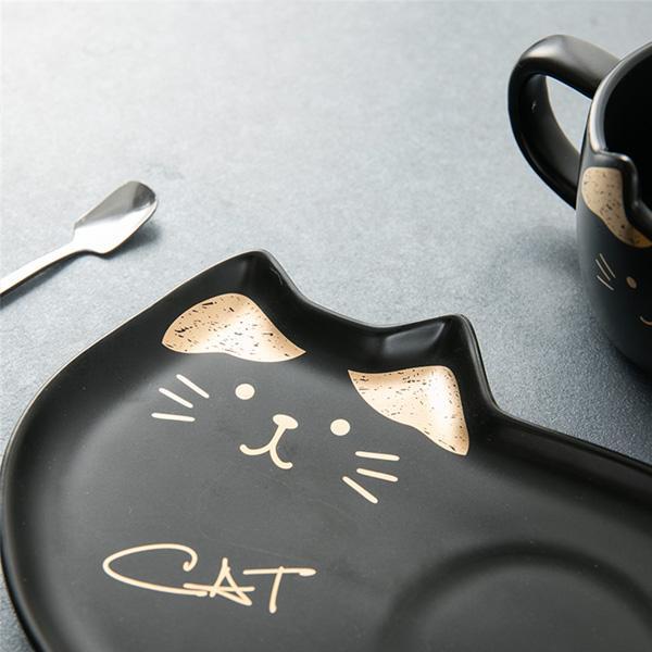 Cat Mug With Serving Tray And Spoon Set (Various Color)