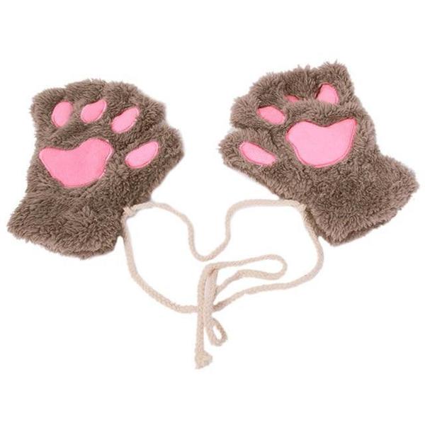 Cat Paw Fingerless Mitten Gloves