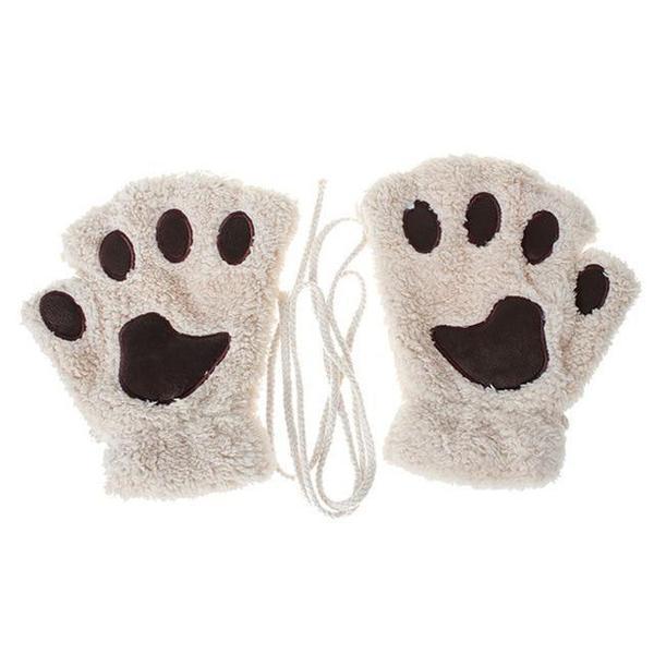 Cat Paw Fingerless Mitten Gloves