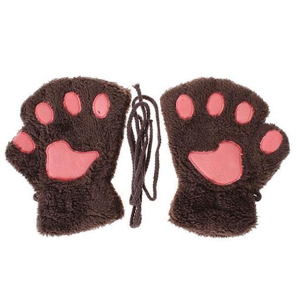 Cat Paw Fingerless Mitten Gloves