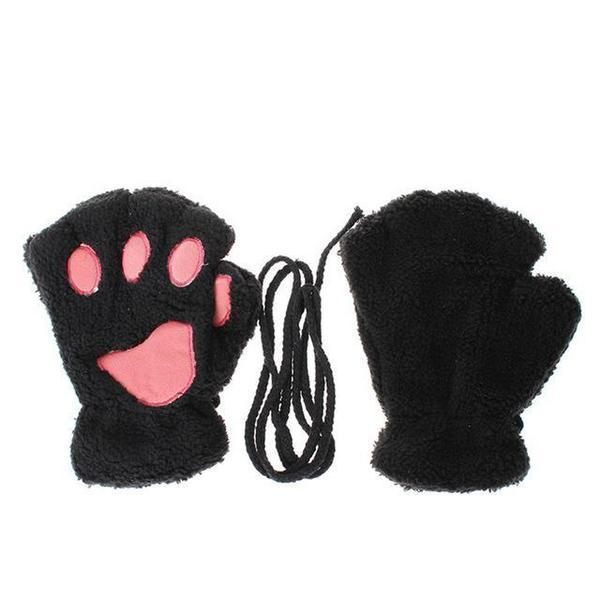 Cat Paw Fingerless Mitten Gloves