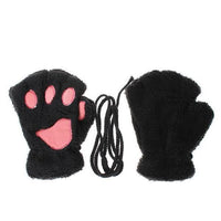 Thumbnail for Cat Paw Fingerless Mitten Gloves