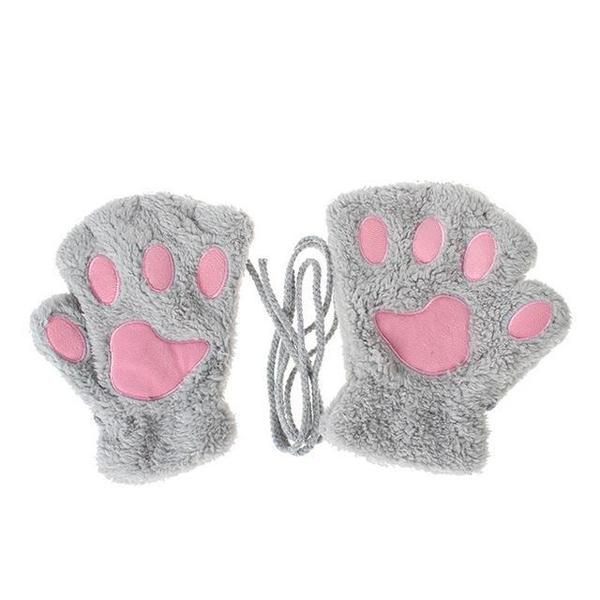 Cat Paw Fingerless Mitten Gloves