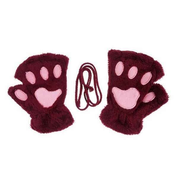 Cat Paw Fingerless Mitten Gloves