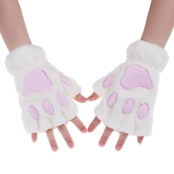 Cat Paw Fingerless Mitten Gloves