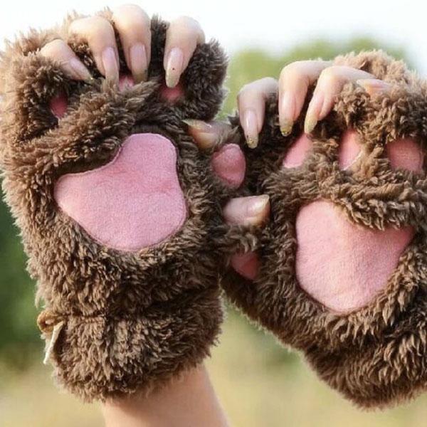 Cat Paw Fingerless Mitten Gloves