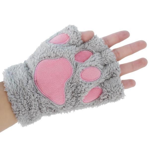 Cat Paw Fingerless Mitten Gloves