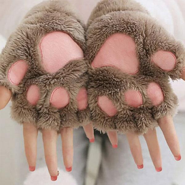 Cat Paw Fingerless Mitten Gloves