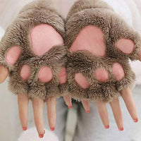 Thumbnail for Cat Paw Fingerless Mitten Gloves