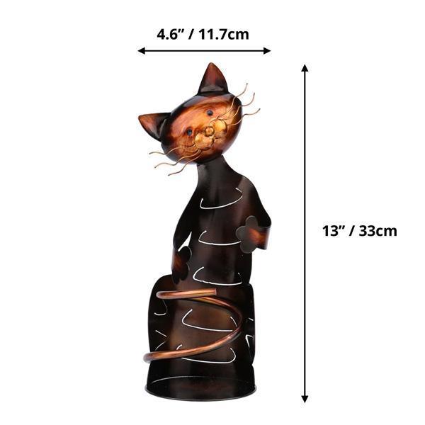 Cat Sculpture Metal Wine Holder