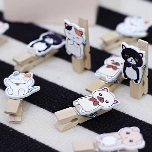 Cat Wooden Pegs (Set of 10)