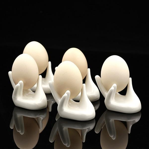 Ceramic Hand Shaped Air Plant Egg Jewelry Holder