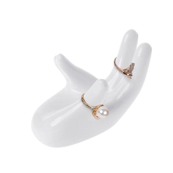 Ceramic Hand Shaped Air Plant Egg Jewelry Holder