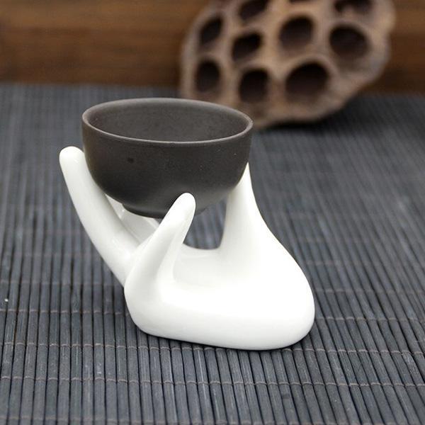 Ceramic Hand Shaped Air Plant Egg Jewelry Holder