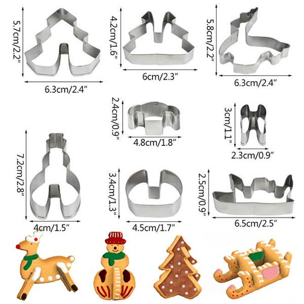 Christmas 3D Cookie Cutters (Set of 8)