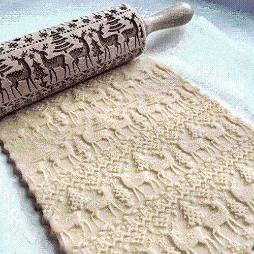 Christmas 3D Pattern Pastry Rolling Pin - PeekWise