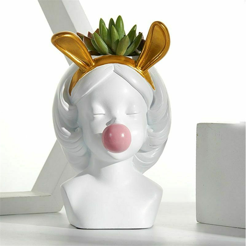 Cute Girl Bubble Gum Resin Vase