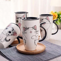 Thumbnail for Cute Cat Ceramic Mug with Cover Lid