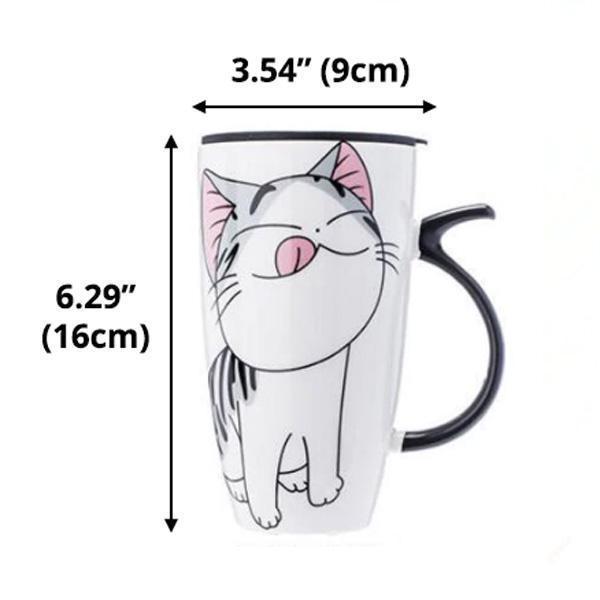 Cute Cat Ceramic Mug with Cover Lid